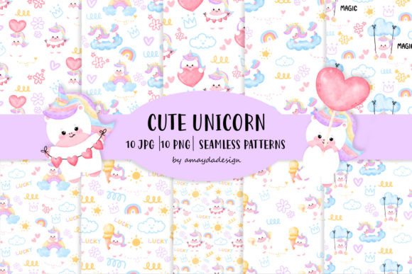 Download Cute Chubby Unicorn Seamless Patterns - Premium Resources