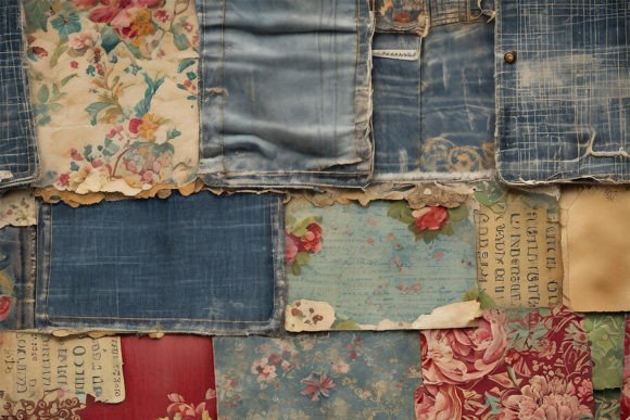 Download Denim Scraps Collage Background Paper 1 - Background paper Collection