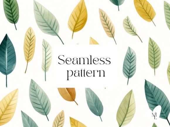 Download Watercolor Leaves Pattern on White - Watercolor leaves pattern Collection