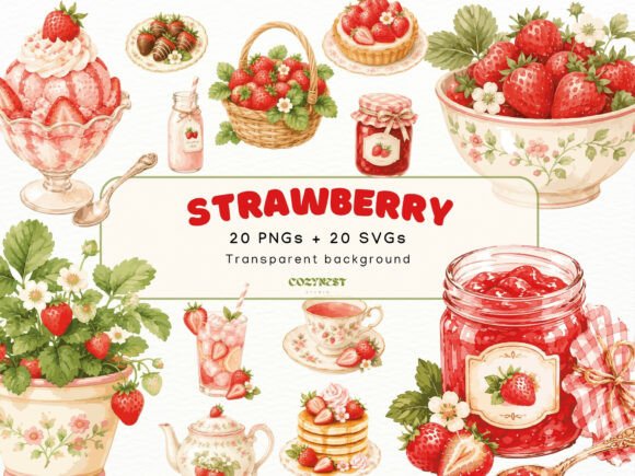 Download Strawberry Watercolor Cliparts, PNG SVG - Berry Collection