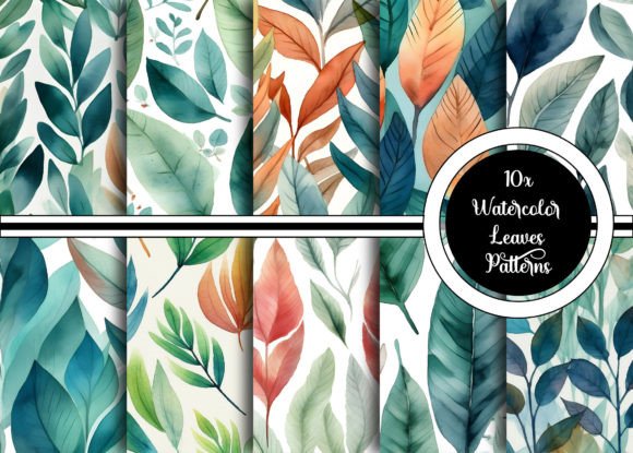Download Watercolor Leaves Pattern Collection - Watercolor leaves pattern Collection